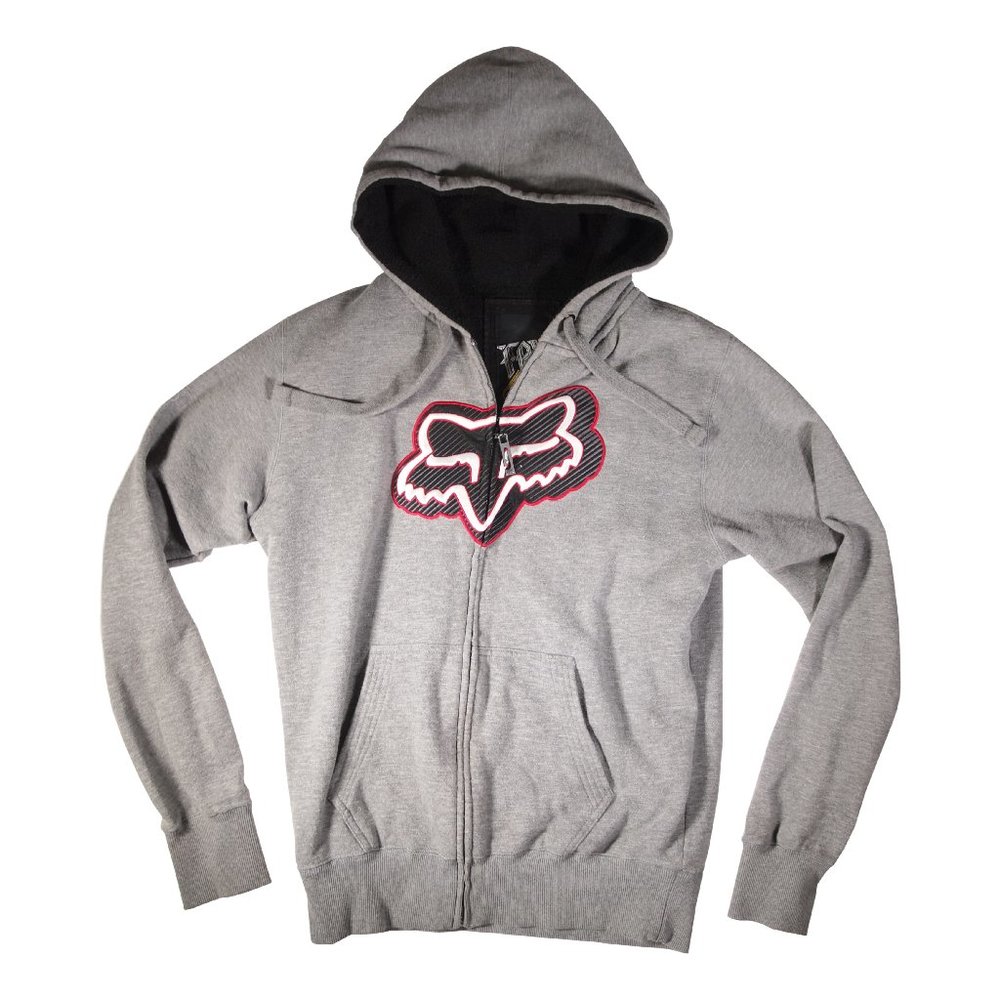 Fox Brand Gray Men's Hoodie Size Medium, Embroidered Fox Logo, Heavy Weight